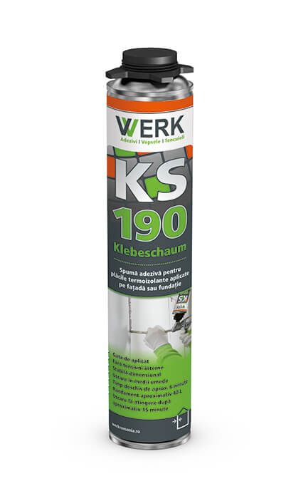 KS.190 Klebeschaum Spumă adezivă pentru plăci termoizolante, 750 ml